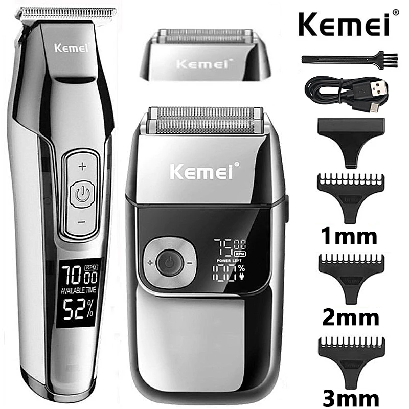 

Kemei Professional Hair Clipper Beard Trimmer for Men Adjustable Speed LED Digital Carving Clippers grooming Electric Razor