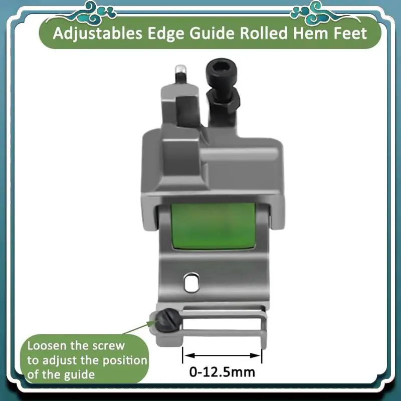 Premium X6 Adjustables Edge Guide Rolled Hem Feet 0.1-12.5Mm, Roller Hemmer Press Foot For Industrial Lockstitch