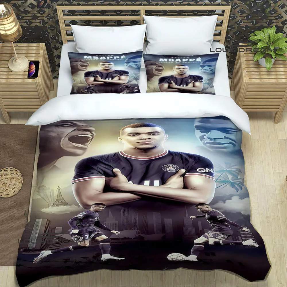 3D Mbappé Duvet Cover with Pillowcases, Microfibre Football Star