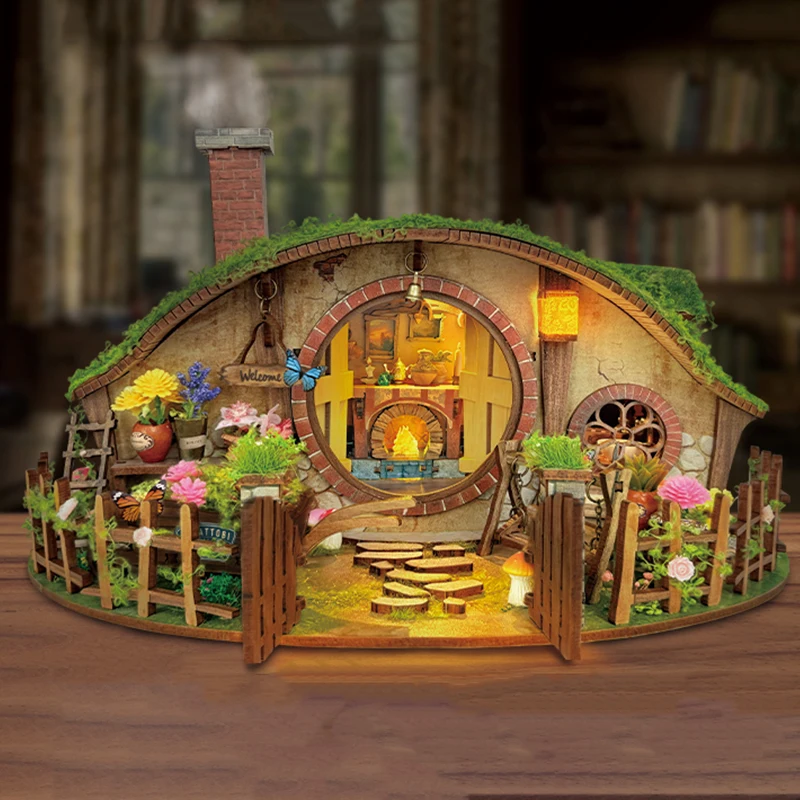 Figuras de Casa de anillo mágico de madera DIY, Casa de bosque hecha a mano en miniatura para amigos, regalos de cumpleaños, manualidades de decoración del hogar