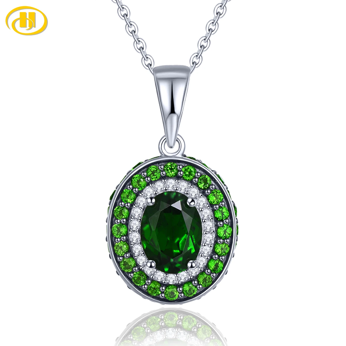 

Natural Chrome Diopside Sterling Silver Pendant 3.5 Carats Unique Special Design Women's Classic Fine Jewelry S925 Top Quality