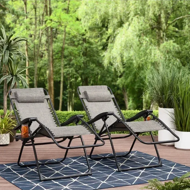 Outdoor Zero Gravity Chair Lounger, 2 Pack - Grey 2