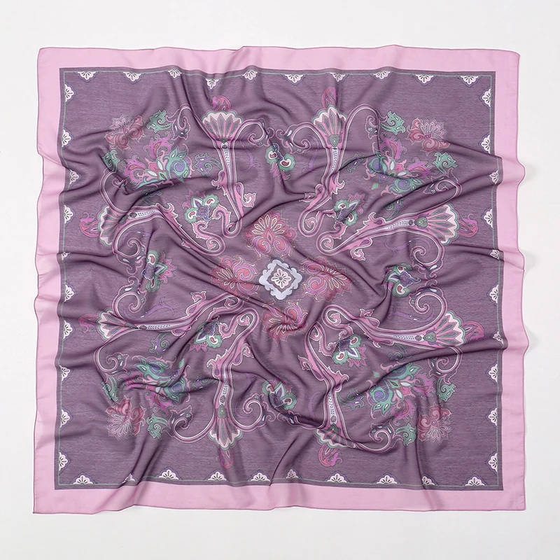 2025 New Fashion 90X90cm Printed Women Scarf Pashmina Silk Scarf Square Shawl Decorative Headband Neck Luxury Design Bandana