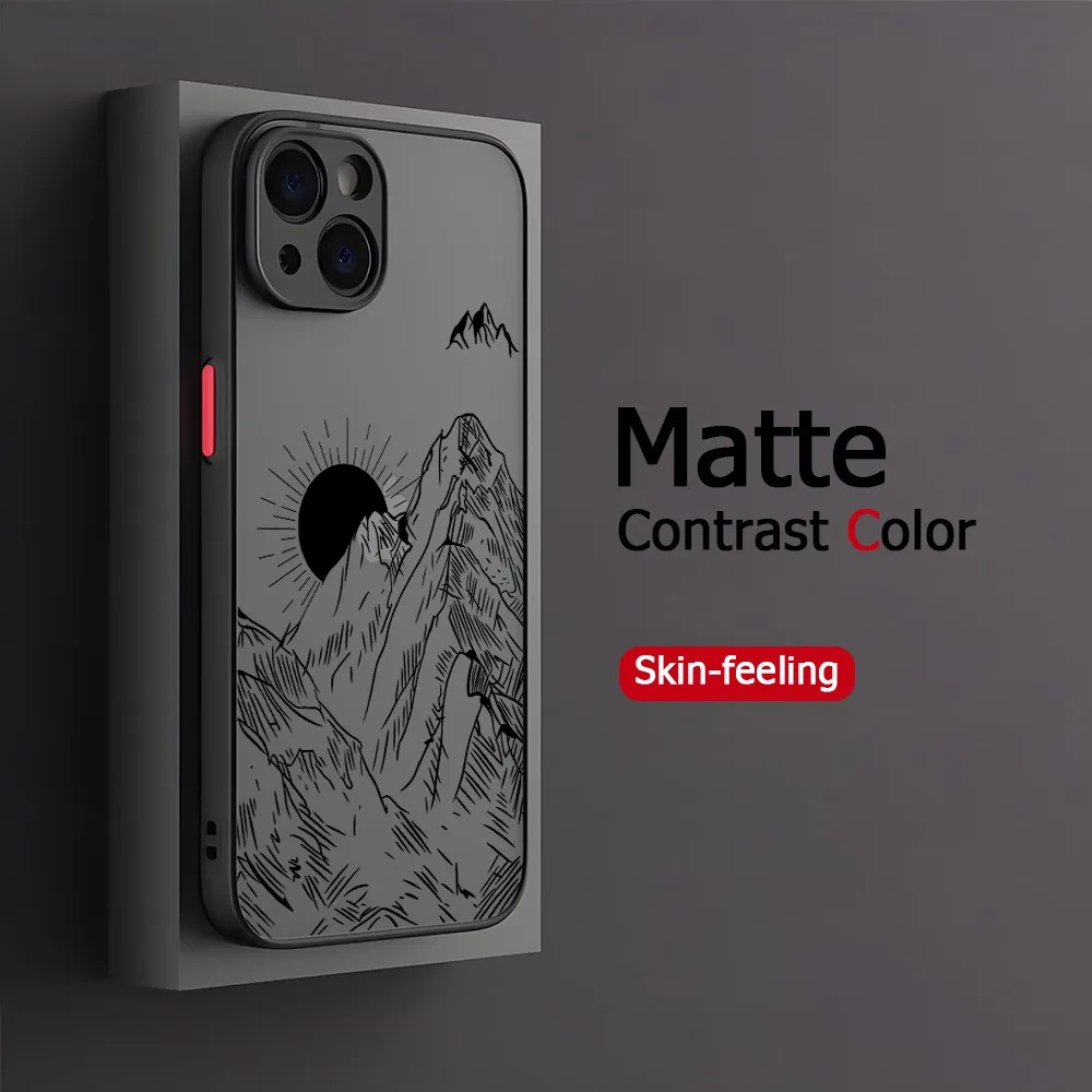 Matte Hard Cover Phone Case with Mountain Sunrise Design
