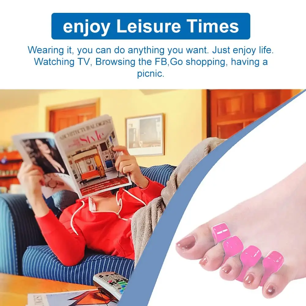 Toe Separators Bunion & Nail Polish Pedicure Toe Spacers & Toenail Dividers Soft Gel Pedicure Kit 4pcs Two Pairs