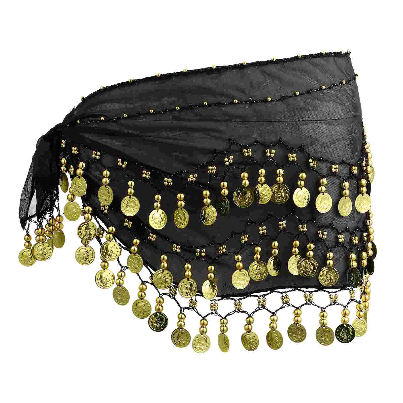 

1pc Hip Scarf Waist Chain Skirt Chiffon Hip Skirt Coins Belly Dancer Outfit