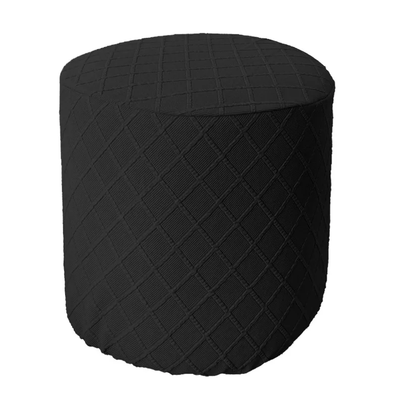 Highdi Copri Pouf Rotondo Elasticizzato Jacquard, Spandex Copertura Dell' Ottomano Copri Poggiapiedi Poltrona per Soggiorno, Morbido Rimovibile Lavabile Fodere per Sgabello (Lago Blu,S