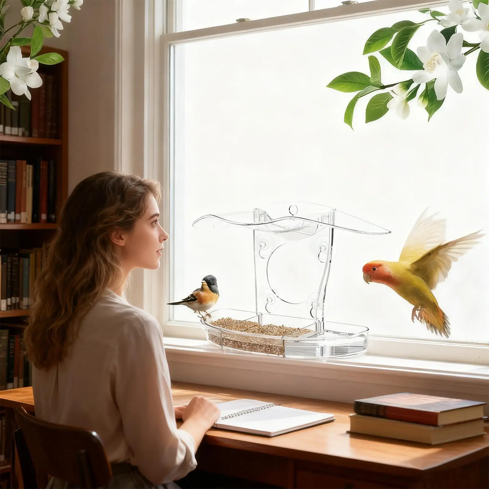 Window Bird Feeders Pet Feeding Stations With Suction Cups Acrylic Birdfeeders For Viewing For Macaws Parrots Sparrows Parakeets