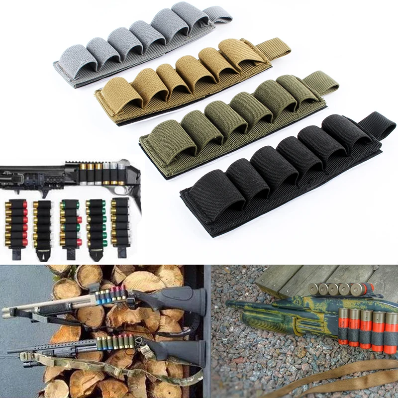 Tactical Outdoor 6 Round Shotgun Shell Holder Ammunition Pistol Bullet Reload Holder Adhesive Backing Sticker For 12 Gauge