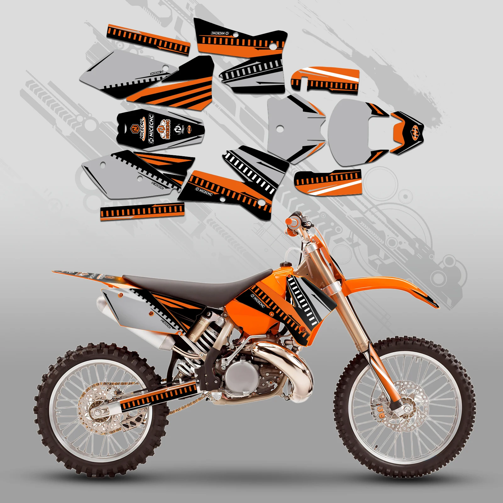 NICECNC Aufkleber für KTM SX 125 SX 250 SX 300 SXF 250 SX-F 350 SXF 450 2005 2006, Motocross-Grafik-Hintergrund-Aufkleber, individuell anpassbar – Detail 14