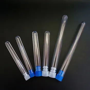 50Pcs lab Test Tubes With Stoppers Clear Plastic Test Tube Plugs Bottle For Scientific Experiments Supplies
