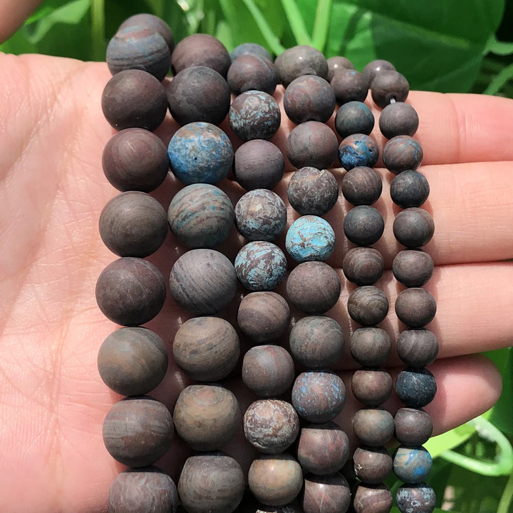 thumbnail image 1 of Cuentas redondas de amazonita mate de piedra natural para hacer joyas, perlas sueltas, pulseras y collares, 15'', 4/6/8/10/12 mm, 1 of 5