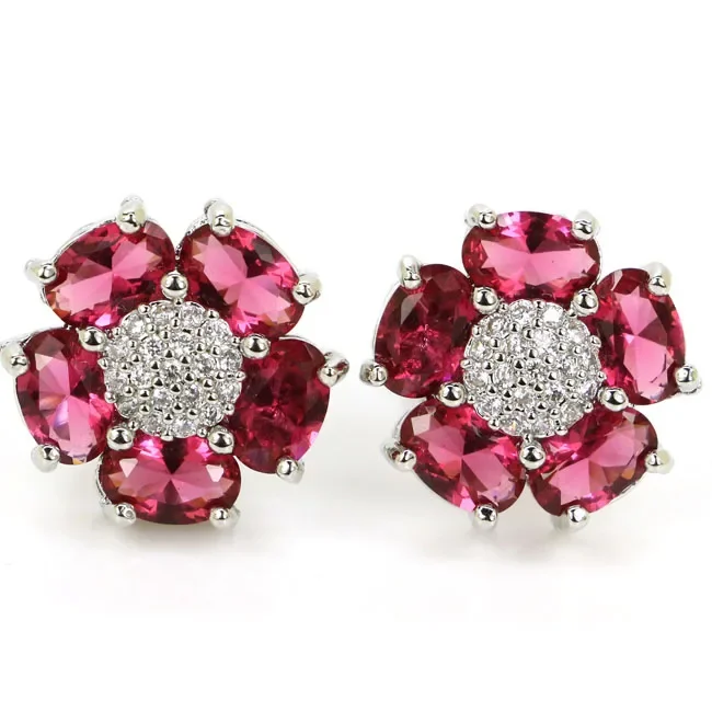 Customized 925 SOLID STERLING SILVER Earrings Multi Color Peridot Aquamarine Tourmaline Citrine Tanzanite Red Ruby CZ Ladies Pre