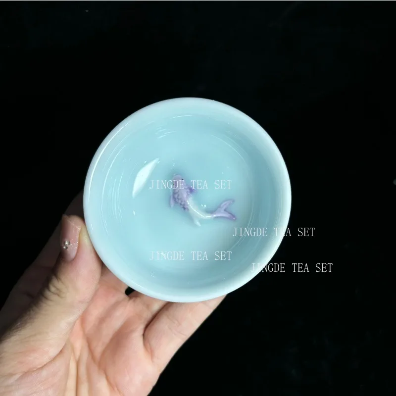 Creative Ceramic Small Fish Teacup Set Portable Tea Pot and Cup Set Chinese Tea Ceremony Supplies Customized Teaware Gifts