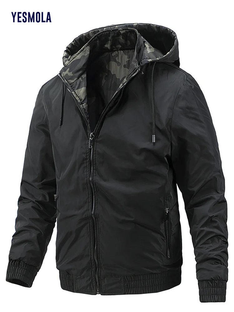 

Double-sided Wearing Padded Mens Winter Loose Casual Camouflage Trench Coat and Men's Baseball Jacket Outwear Windbreaker