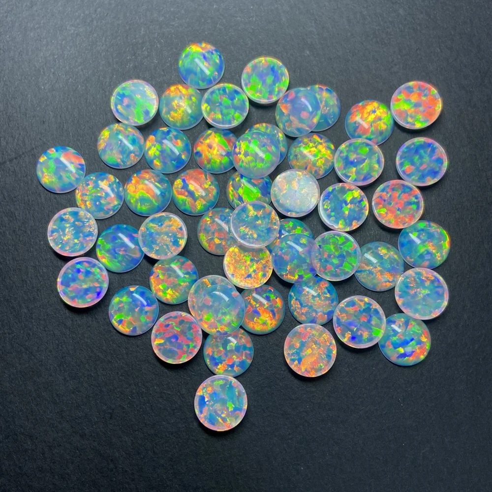 

Samll Size 2mm Round Shape Lab Create OP534 White Fire Opal Flatback Cabochon Loose Gemstone On Sale