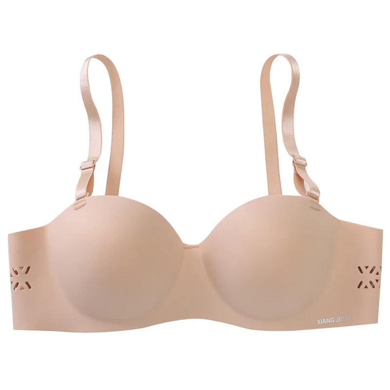 Women Non Steel Ring Comfortable Bra Gathered Hollow Out Underwear Seamless Sexy Push Up Bralette Soft Brassiere  female 2023