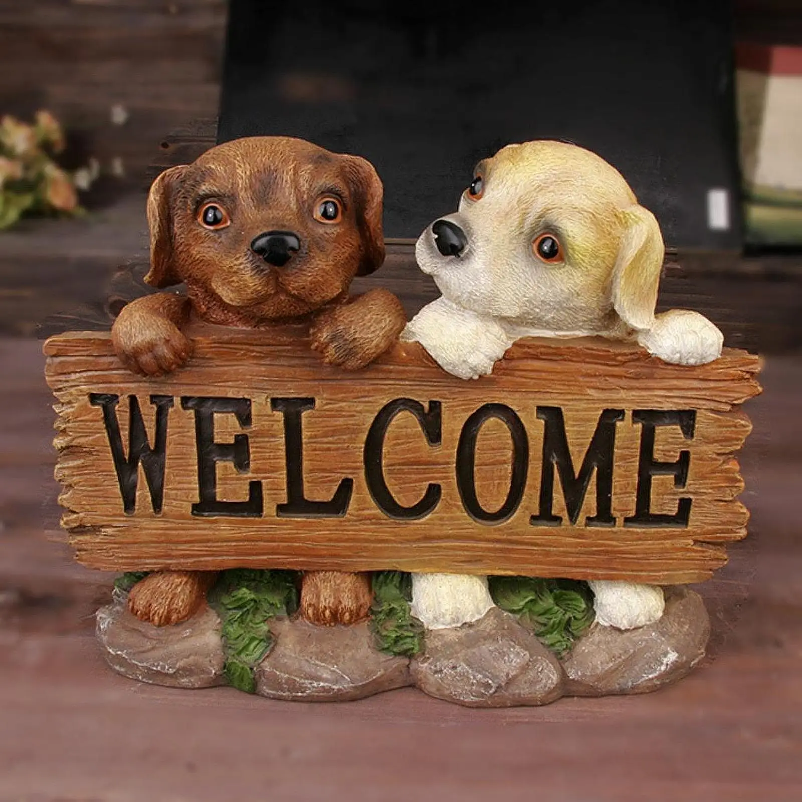 Garden Dog Statue Holiday Decoration Decorative Puppy Figurine Garden Ornament for Tabletop Home Office Outdoor Outside Garden