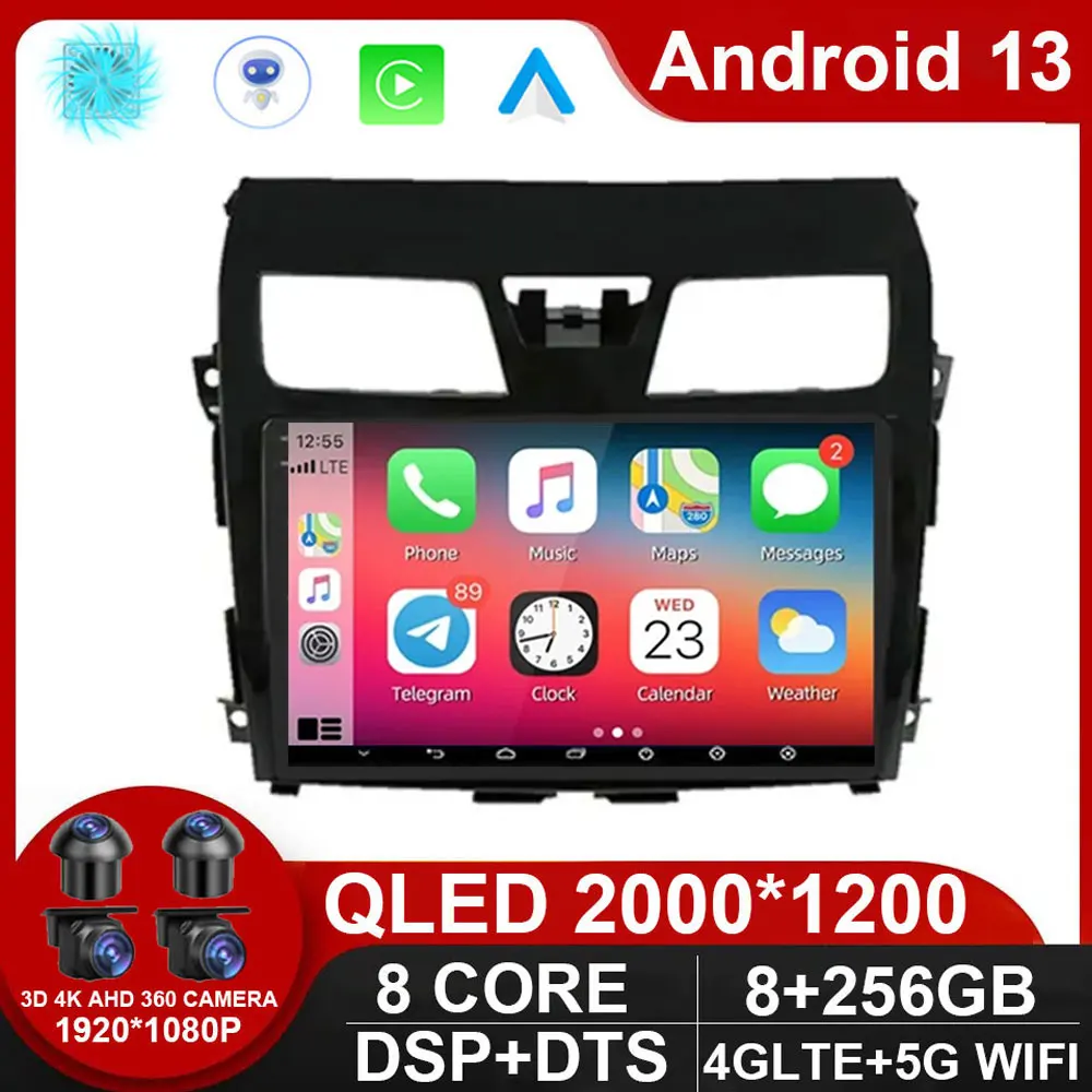 

Автомагнитола Carplay, Android 13, для Nissan Altima Teana 3, 2013, 2014, 2015, автомагнитола, мультимедийный видеоплеер, навигация GPS, разъем 2Din