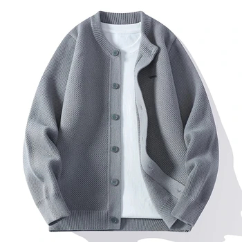 الكورية الرجال سترة سترة الأعمال عادية س الرقبة بلون بالأزرار الرجال متماسكة Sweatercoat موضة ملابس رجالي الشارع الشهير 5