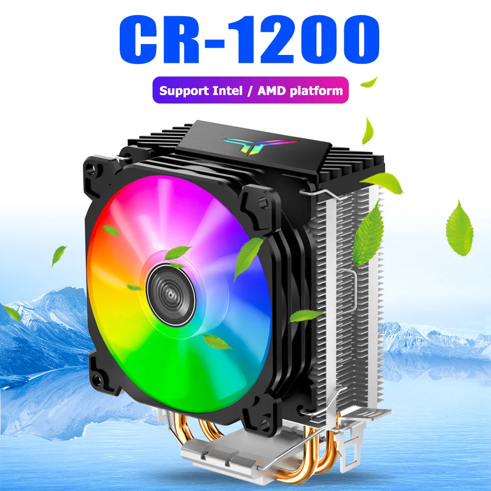 Jonsbo CPU 쿨러, 인텔 및 AMD용 냉각 선풍기, RGB 3 핀, CR1200, 2, 6mm 히트 파이프, 90mm