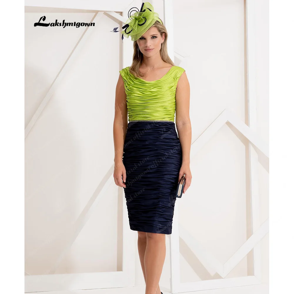 

Зеленые платья для матери невесты, пальто из двух частей, 2023 г., платье для гостей свадьбы с круглым вырезом, Платье До Колена, элегантные платья для женщин