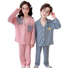 

Spring/Summer 2022 New Long-sleeved Trousers Kids Pajamas Suit Leisure Wear Sweet Simple Comfortable Pajama Set Nightwear