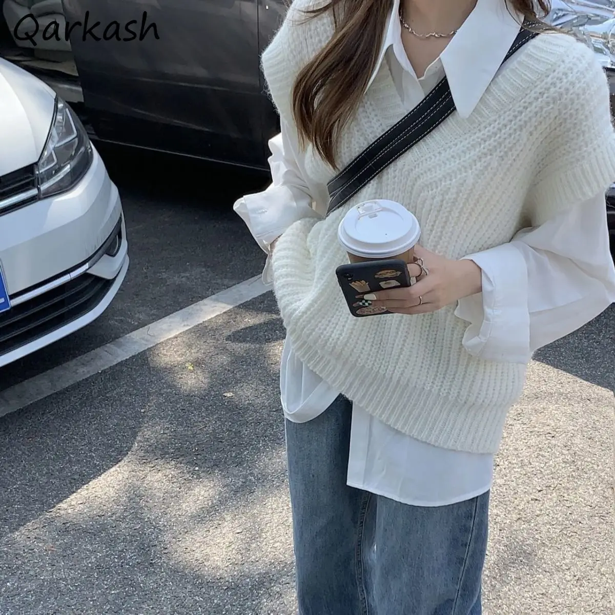 

Свитер, жилеты, Женская Уютная однотонная зимняя дизайнерская корейская модная одежда в стиле Харадзюку, шикарная Базовая вязаная женская офисная универсальная популярная одежда