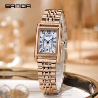 SANDA 1116 Quartz Women's Watch Elegant Design Watch Rectangular Dial Waterproof Steel Leather Casual Business Women's WatchGift
