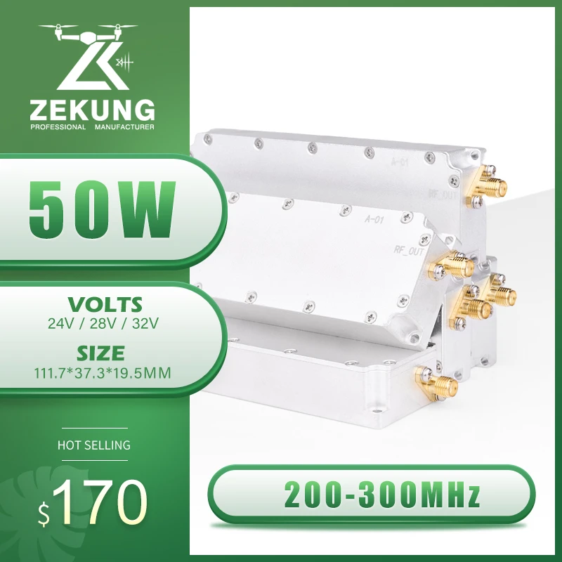 50W 200-300MHz UAV RF module power amplifier 300-400MHZ 600-700MHZ 700-800MHZ 2.4GHZ 800-900MHZ 900-1000MHZ 1000-1100MHZ 5.8G