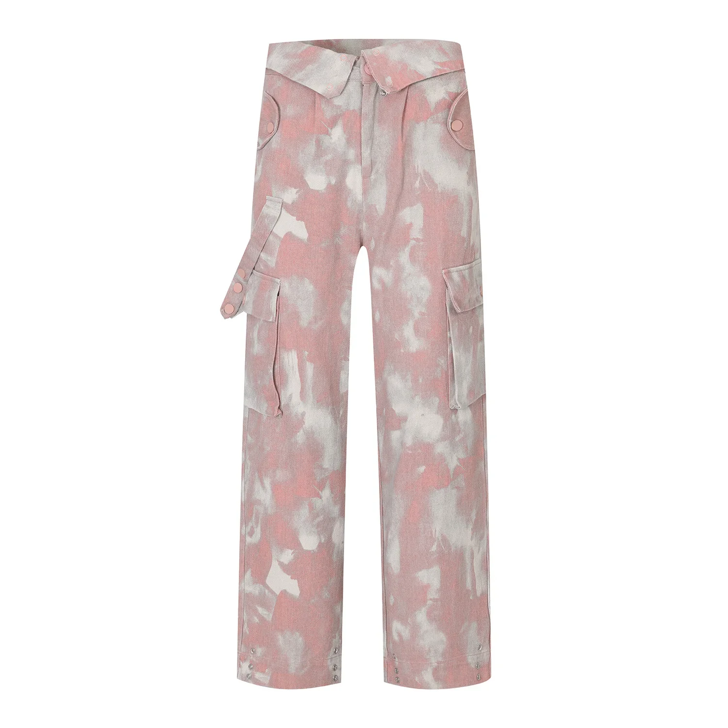 

Pink Camouflage Cargo Denim Trousers Street Big Pocket Flip Design Oversize Casual Overalls Jeans for Men Women Camou Jean