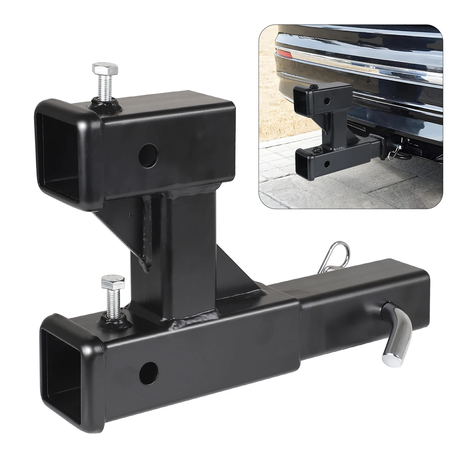 Trailer Hitch Riser Dual Hitch Extension with Bolt Nut Kit Fits for 2 inch Extender to 10 inch Max Length Adjust 7-1/2 Riser or Drop 4,000 lbs
