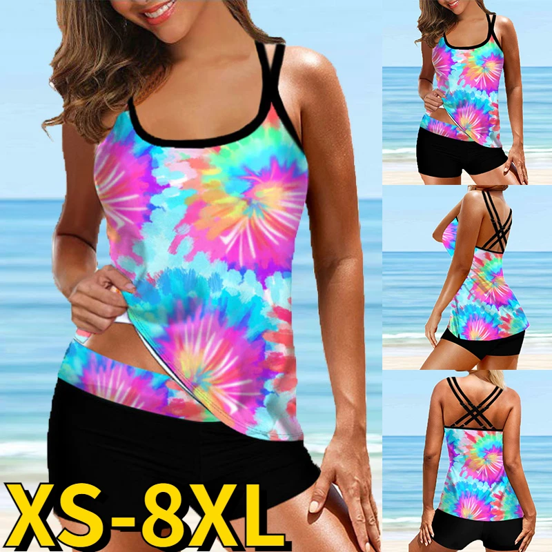 

Summer Women Two Piece Set Beachwear New Design Printing Monokini Female Sexy Tankini Fashion Bathing Suit High Waist Swimsuit