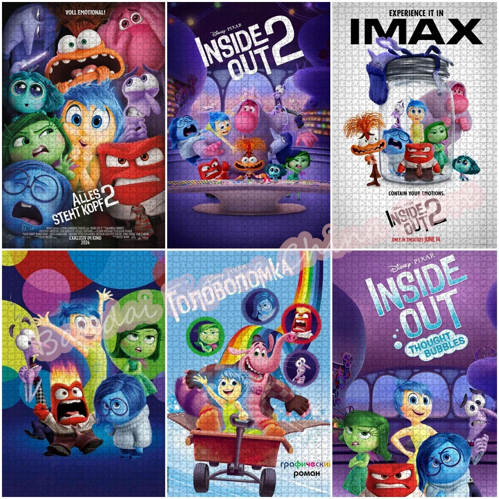 Disney Pixar Movie Inside Out Puzzle 300/500/1000 Pieces Catoon Anime Diy Assembling Jigsaw Puzzle for Kids Family Game Gifts