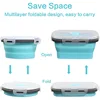 4pcs Collapsible Lunch Box Silicone Food Storage Containers with Lids, Portable Expandable Bowls Travel Folding Food Storage Box 2