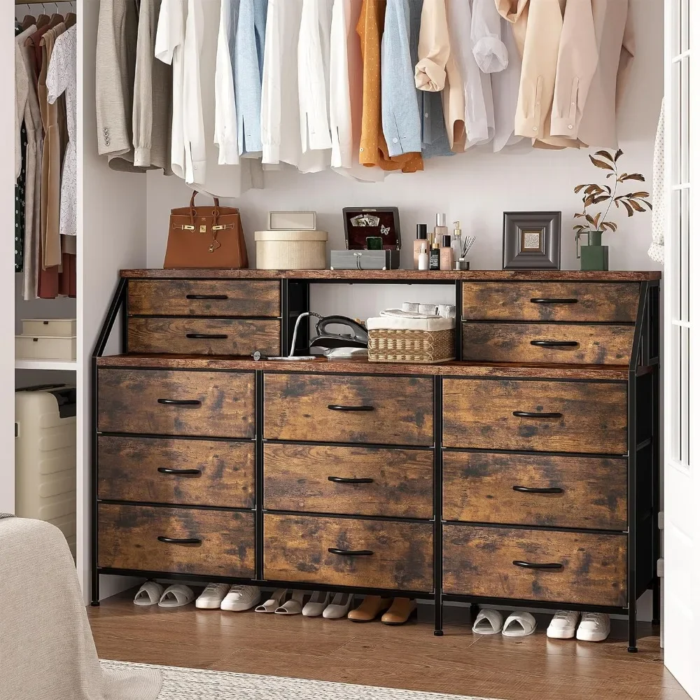 55” Wide Dresser for Bedroom with 13 Large Drawers And 2 Shelves - Storage Chest Dressers Combination for Bedroom Organization 4