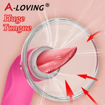 Tongue Licking Vibrator Nipple Sucker Clitoris Stimulator Labia Breast Inhale Enlarge Massage Vacuum Cup Pump Sex Toys for Women 1