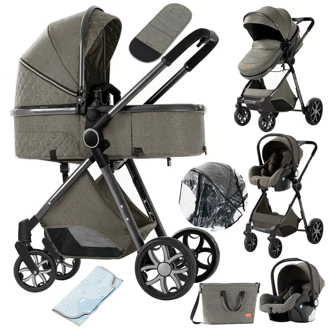 Poussette bébé 3 en 1, landau léger, poussette Portable pour nouveau-né, siège auto avec couffin 1