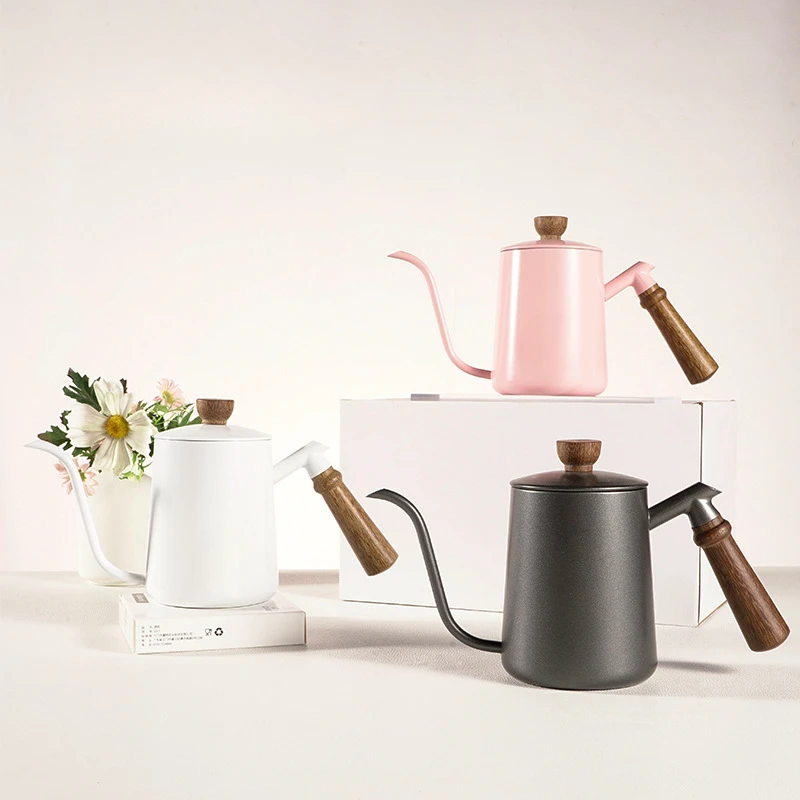 

Light Luxury Style Coffee Handmade Coffee Pot Coffee Appliance Chicken Wing Wooden Handle Practical Slender Mouth Stainless