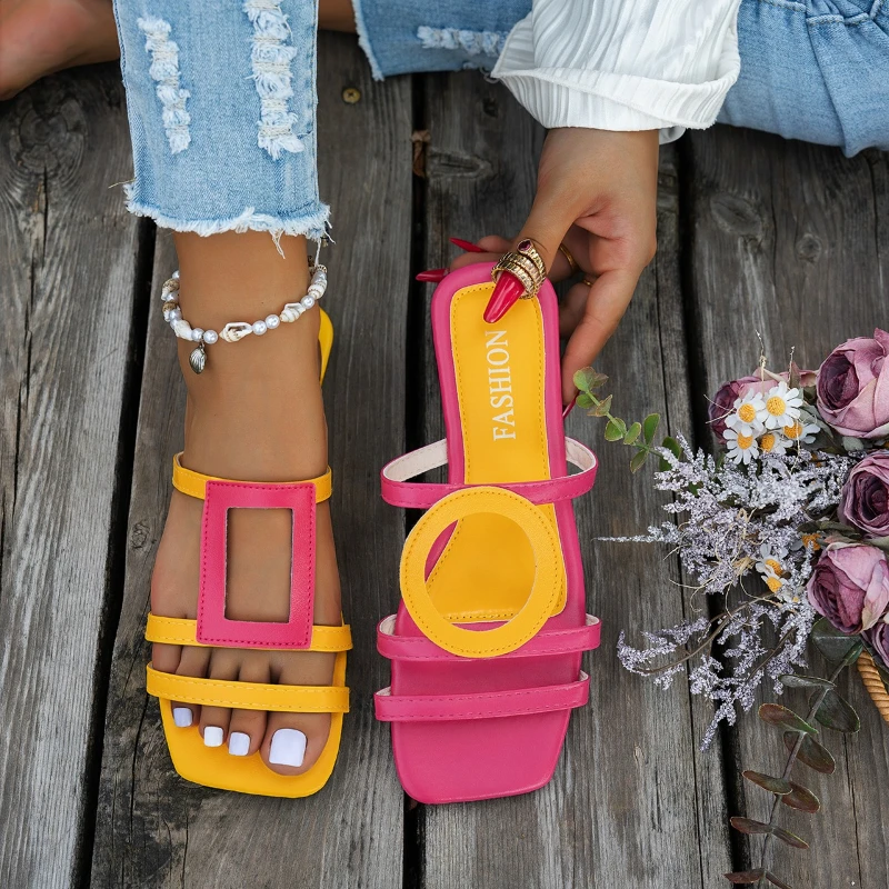 2026 Women's Summer New Outdoor Non-slip And Wear-resistant Casual Slippers Large Size Fashion Color-blocked Sandals_vogvips.com