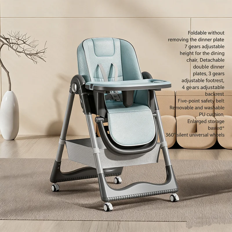 어린이 식탁의자 - 접이식 및 높이 조절 가능한 가정용 식탁의자.  성장 학습 의자