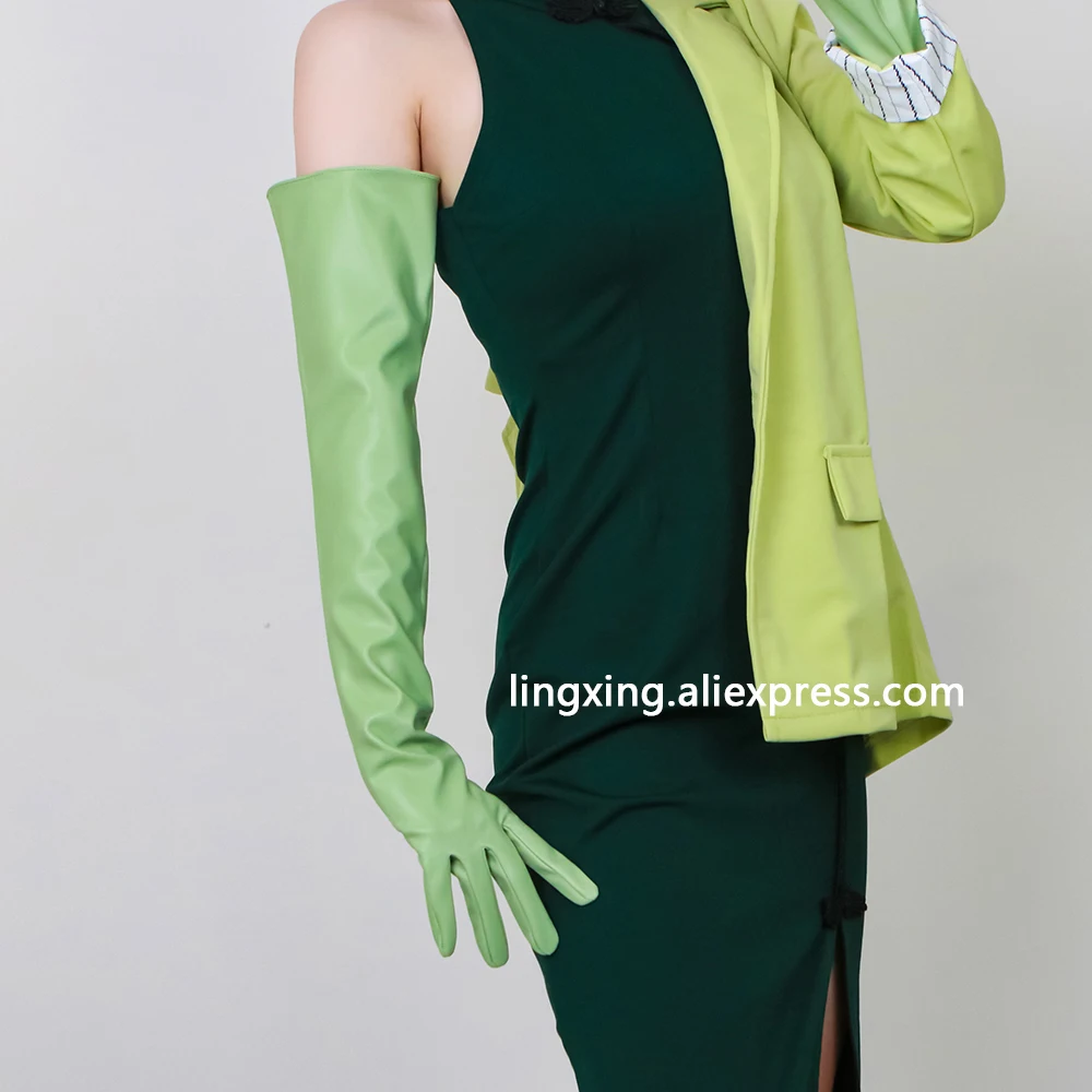 Lange Handschuhe, glänzendes Leder, PU, 61 cm, 60 cm, Kunstlack, Tierdruck, Schlangenleder, Grün, Silber, Python, modische Damen-Sexy-Fäustlinge, Cosplay – Detail 36