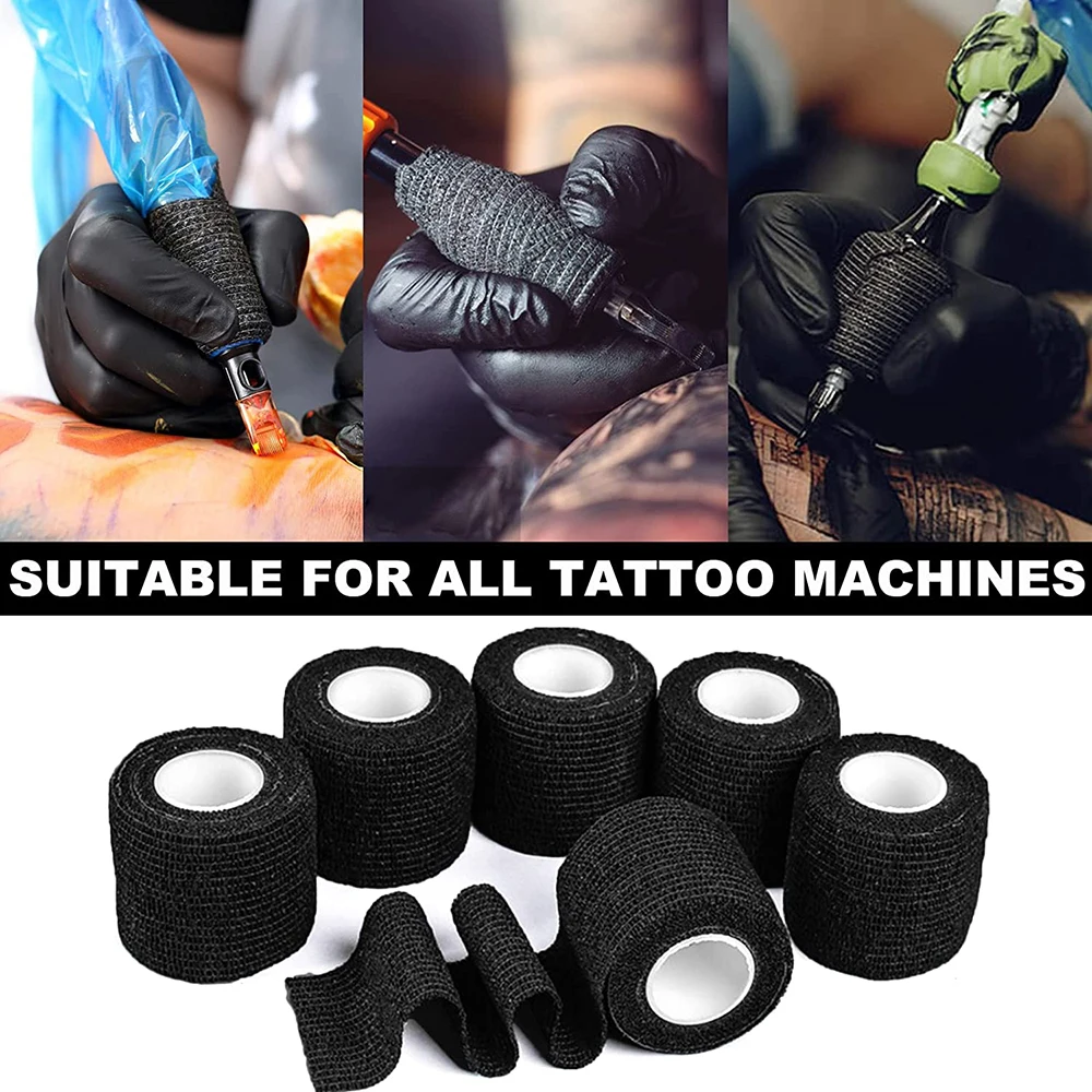 Black Tattoo Grip Bandage Cover Wraps Tapes Nonwoven Waterproof Self Adhesive Finger Wrist Protection Tattoo Accessories