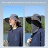 Summer Sun Hats UV Protection Outdoor Hunting Fishing Cap For Men Women Hiking Camping Visor Bucket Hat Neck Flap Fisherman Hat 6