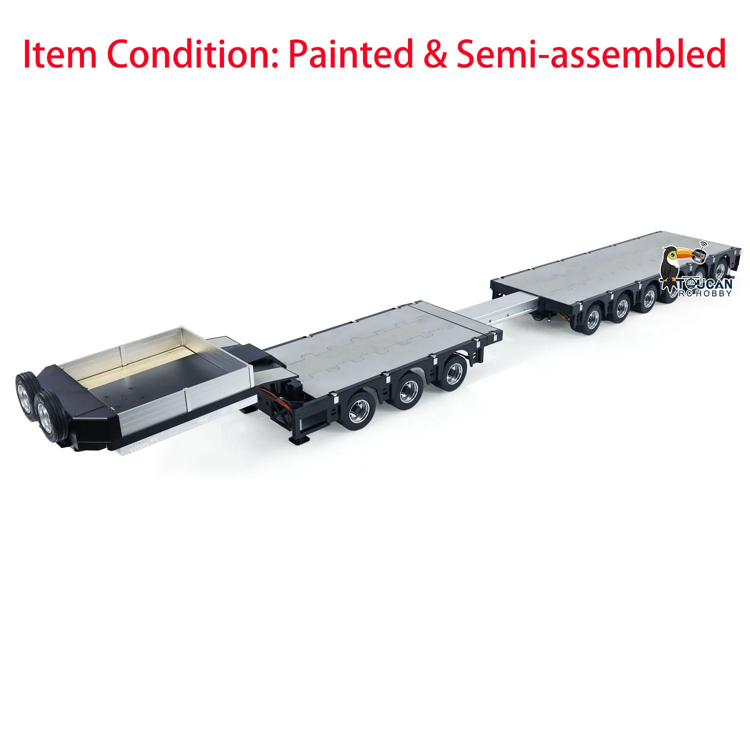 1/14 Accessories 9 Axles Metal Trailer Extendible Trailers Spare Parts for Toys RC Tractor Truck Car Vehicle Models TH23522 4