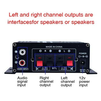 Bluetooth-compatible HiFi Audio Power Amplifier 2x200W Dual Channel with RCA Input High-fidelity Mini Audio Power Amplifier 5