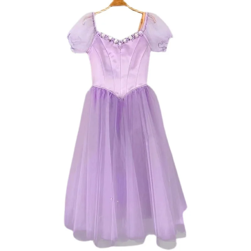 Simple Back Princess Puff Sleeve Ballet Dress Choose Color