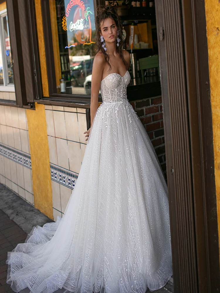 White Sweetheart Sexy Wedding Dresses 2025 Luxury Beaded Ruffles Bride Gowns HM67347 Custom Made
