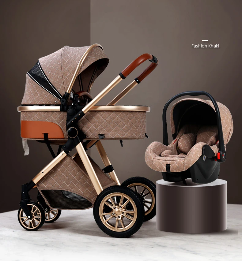 3 in 1 baby stroller Luxury High Landscape baby pram portable pushchair kinderwagen Baby Bassinet Foldable car new