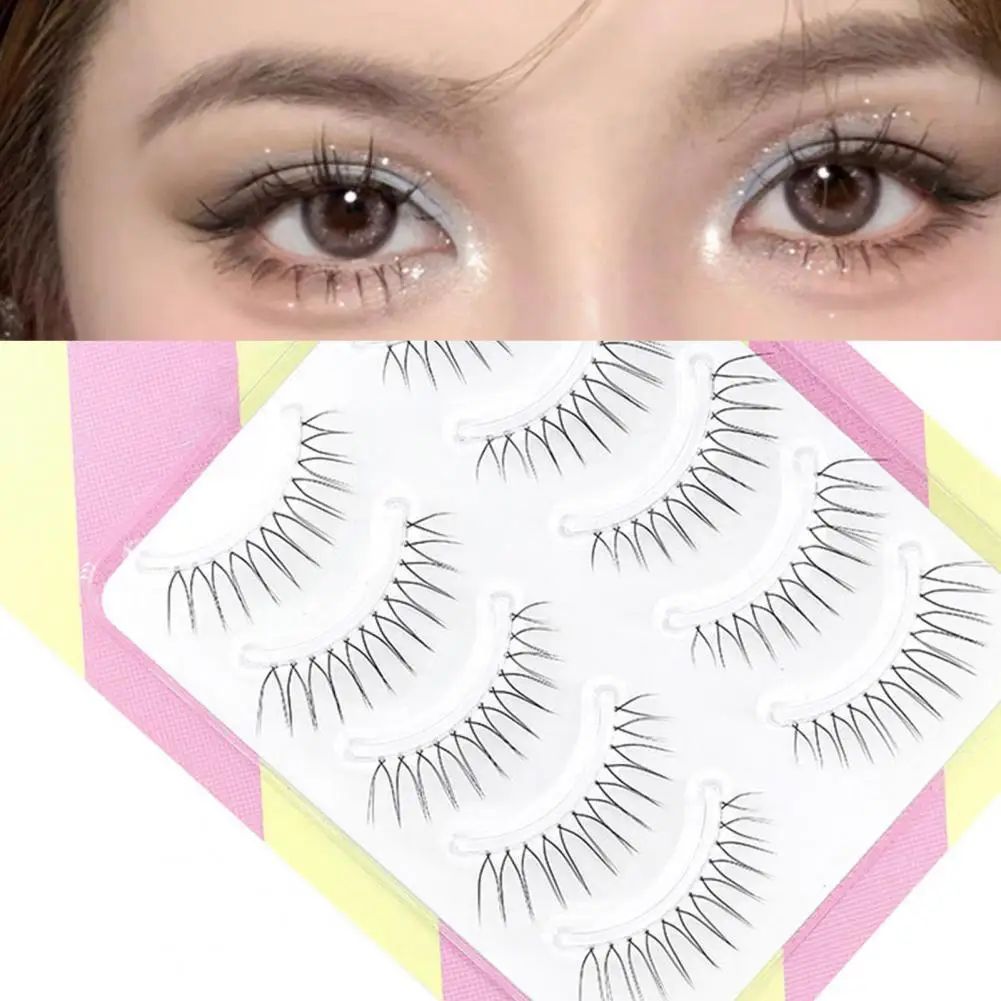 

1 Set Artificial Eyelashes 3D Effect Magnify Eyes Transparent Stem Soft Handmade V shaped Extension Eyelashes for